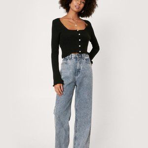 Ribbed Knit Ruffle Trim Crop Cardigan